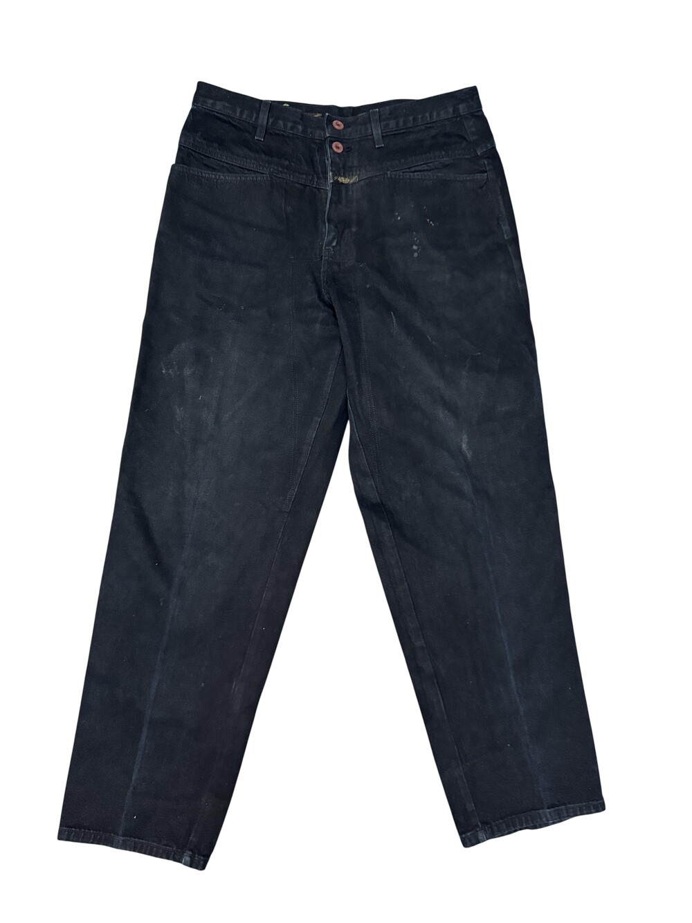 Marithe Francois Girbaud Jeans Mens 36x33 Black Stone Wash Relaxed Tapered Denim